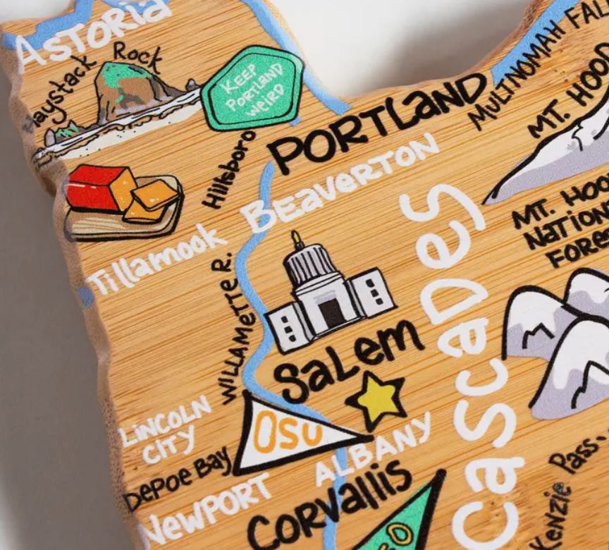 Cutting Board - Oregon with Artwork by Fish Kiss™