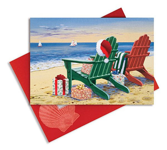 Boxed Greeting Cards Red & Green Adirondak Chairs
