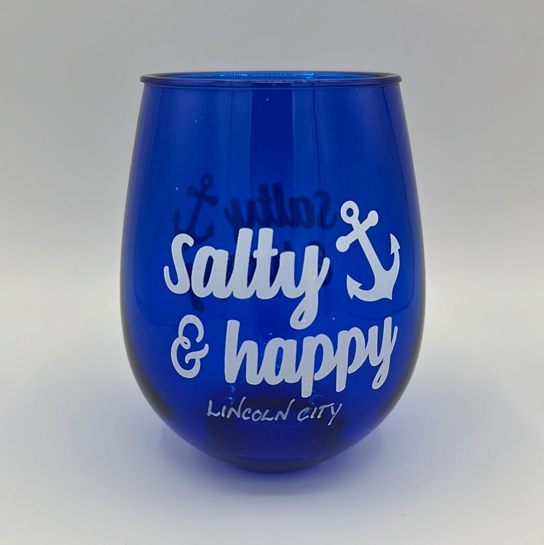 Wine Glass Tumbler Salty & Happy