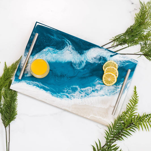 12" x 18" Resin Serving Trays with Handles Ocean Vibes