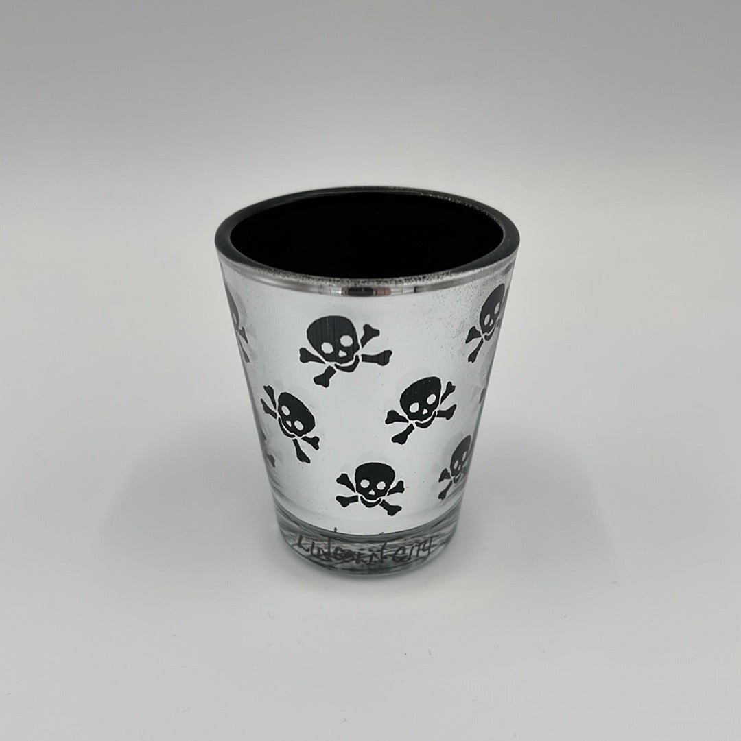 Clearance - Shot Glass Metallic Skull & Crossbones