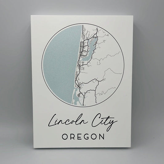 Lincoln City Map Wooden Block Sign