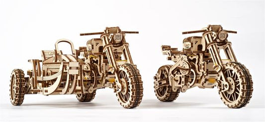 Puzzle Model - Motorcycle Scrambler w/Sidecar