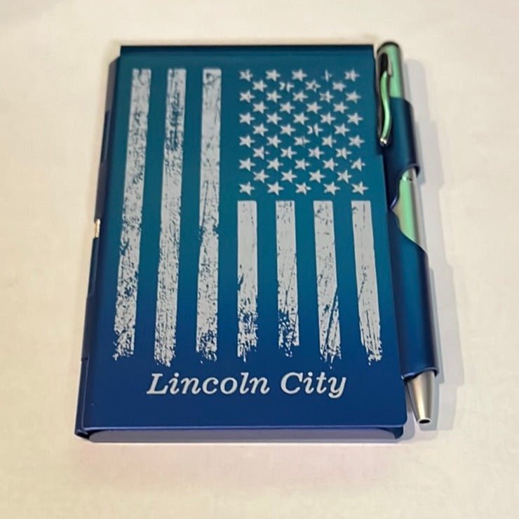 Flip Note Distressed American Flag Blue