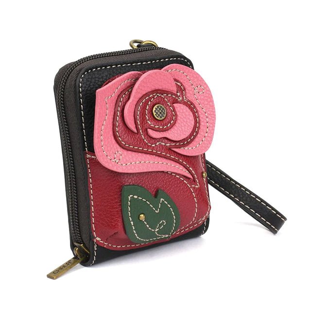 Cute C Credit Card Holder Black Rose