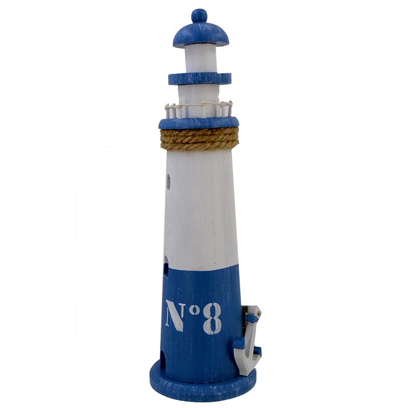 Clearance - Lighthouse Blue & White 14 3/4"