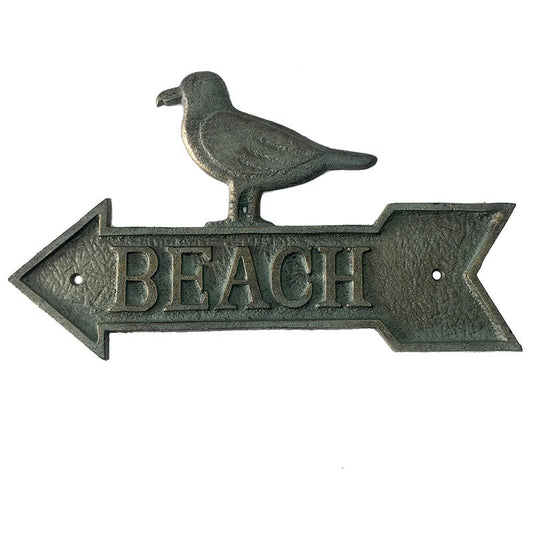 Sign - Cast Iron - Beach Arrow w/Seagull