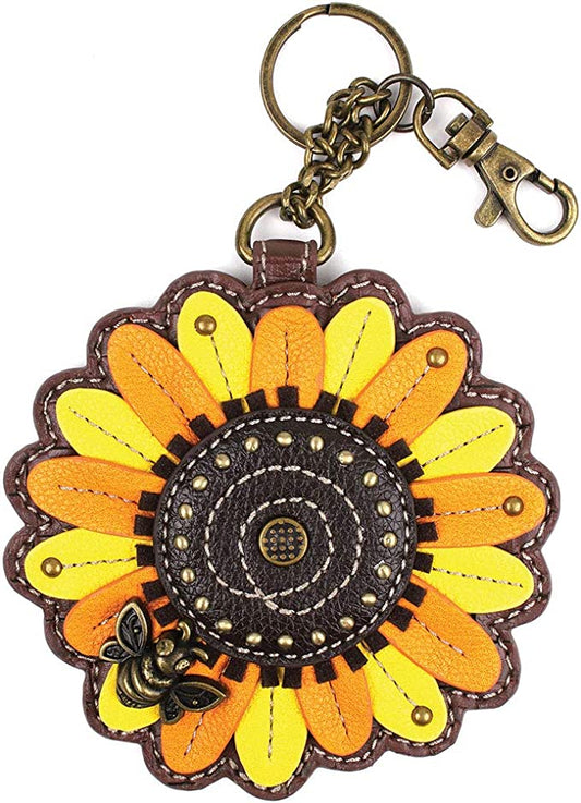 Key Fob Coin Purse Sunflower