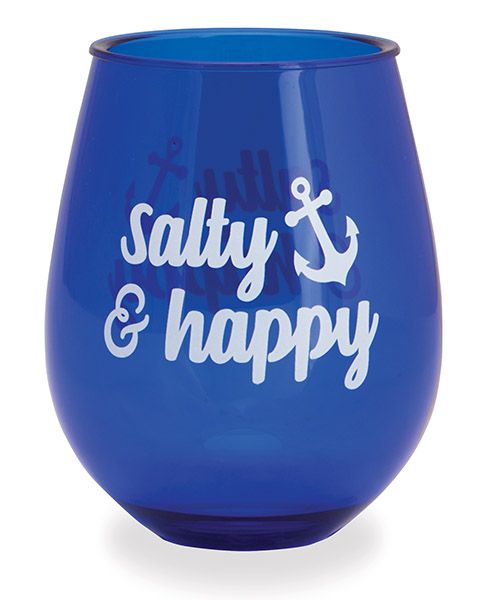 Wine Glass Tumbler Salty & Happy