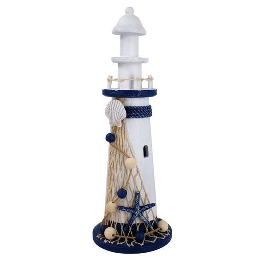 16" White & Navy Lighthouse