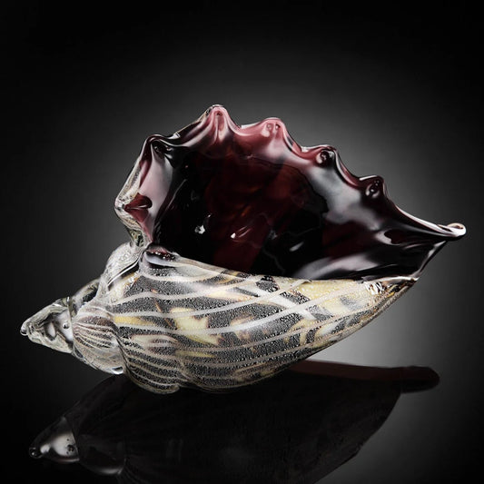 Glass Art - Black and Clear Conch Shell