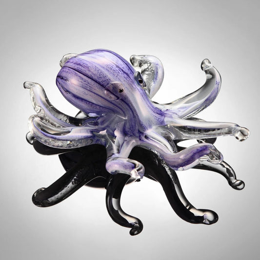 Octopus Purple Pinstriped Glass Art