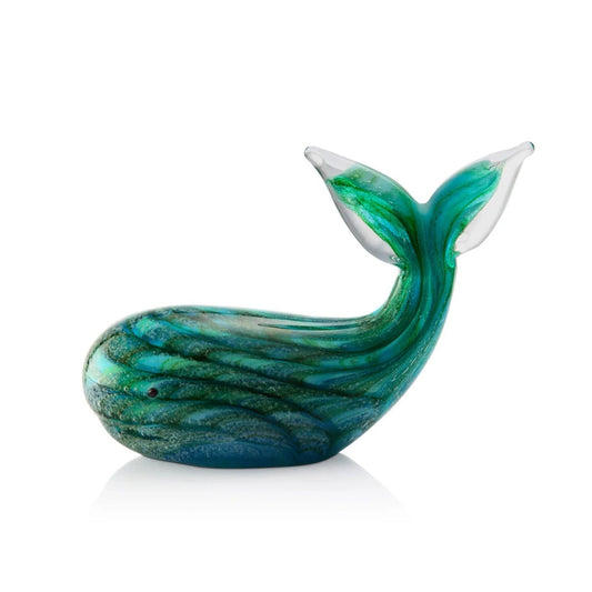 Glass Art - Teal Whale glow in the dark