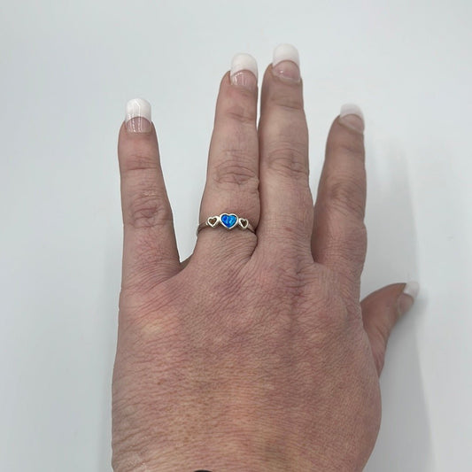 Ring Blue Opal Heart SRW128