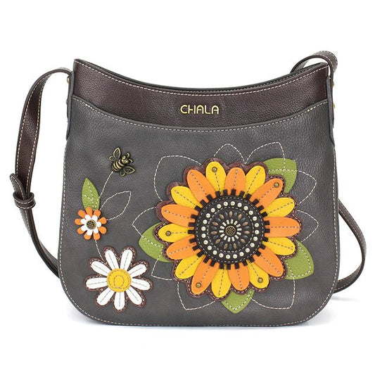 Crescent Crossbody Handbag Ink Sunflower