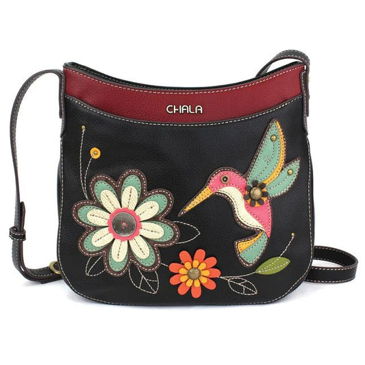 Crescent Crossbody Handbag Black Hummingbird