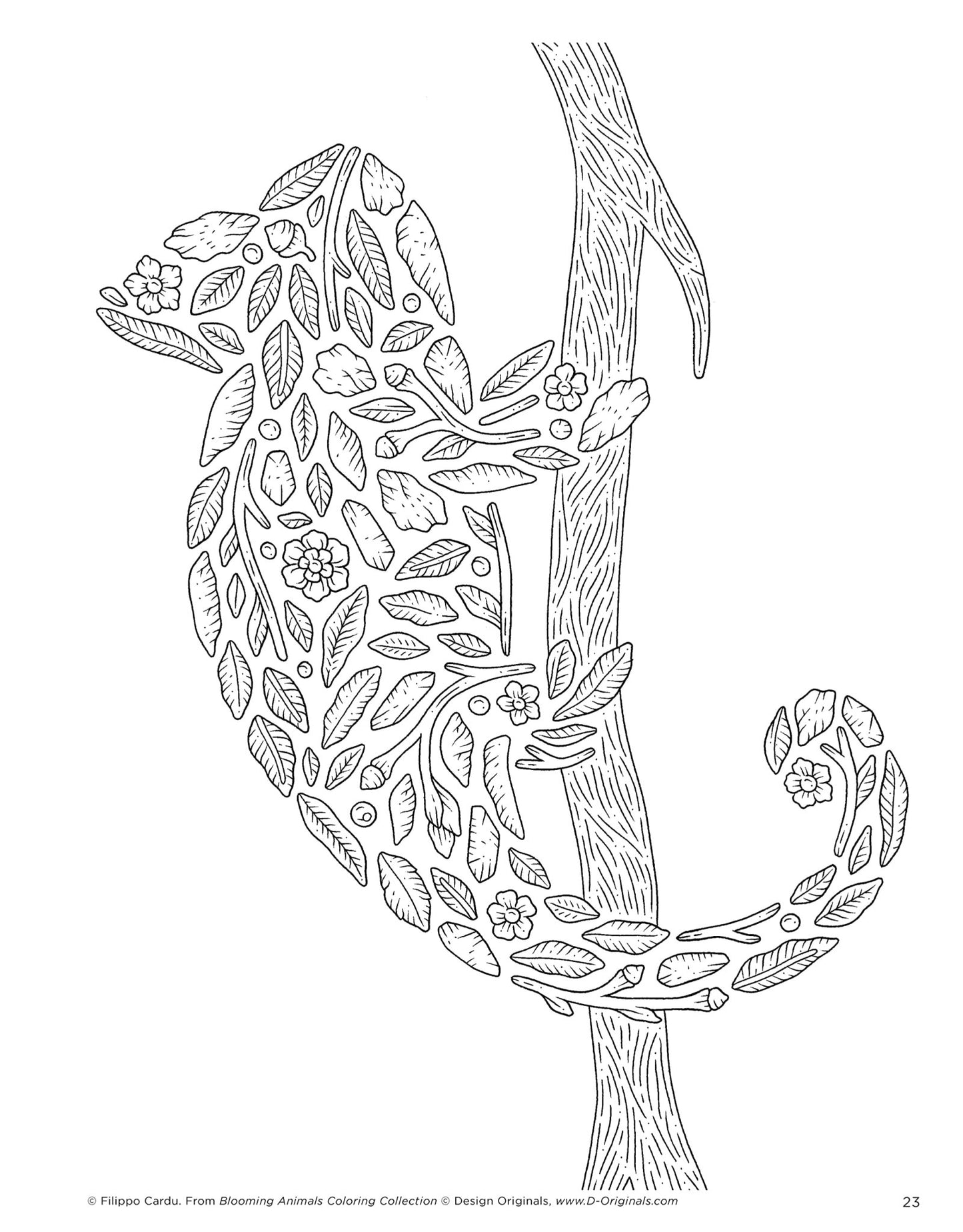 Coloring Book Blooming Animals