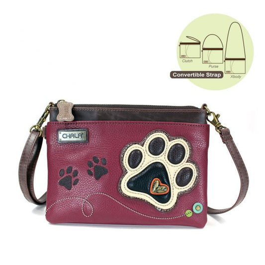 Mini Crossbody Maroon Pawprint