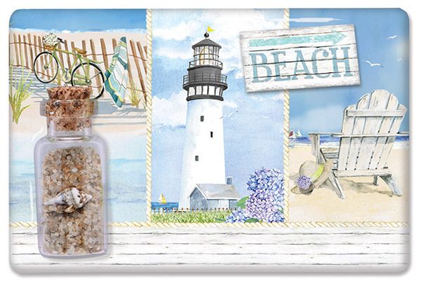 Magnet Jar w/Sand Coastal Collage Lighthouse