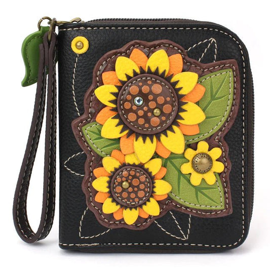 Zip Around Wallet Black Sunflower Group