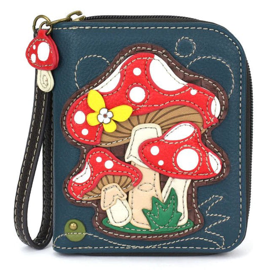 Zip Around Wallet Blue Mushroom