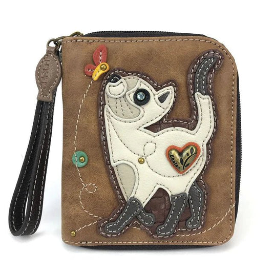 Zip Around Wallet Brown Slim Cat