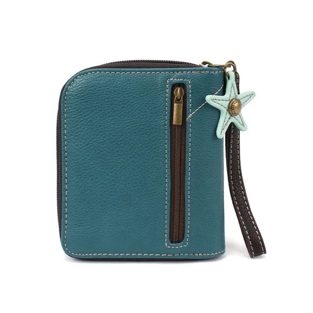 Zip Around Wallet Turquoise Sand Dollar