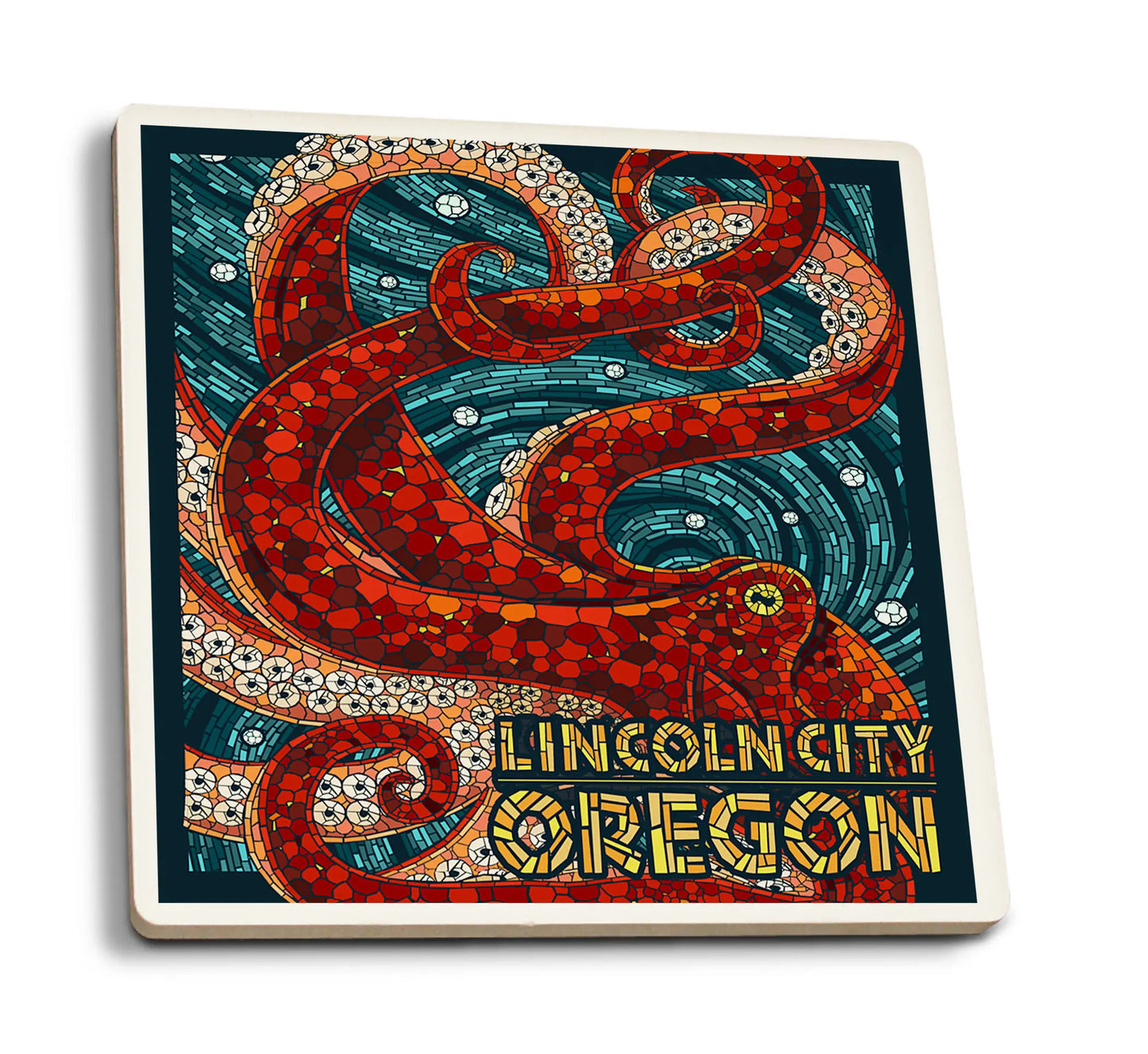 Mosaic Octopus Lincoln City Oregon Coaster