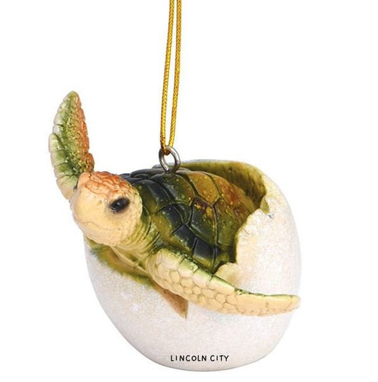 Ornament Glossy Resin Baby Turtle Hatching from Shell