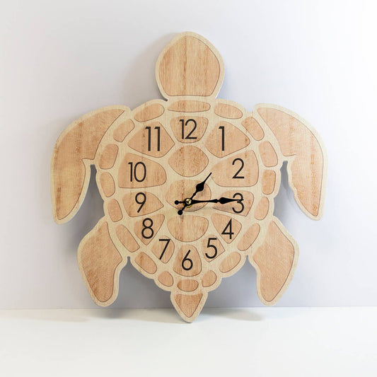 Wooden Turtle Die Cut Clock 16"