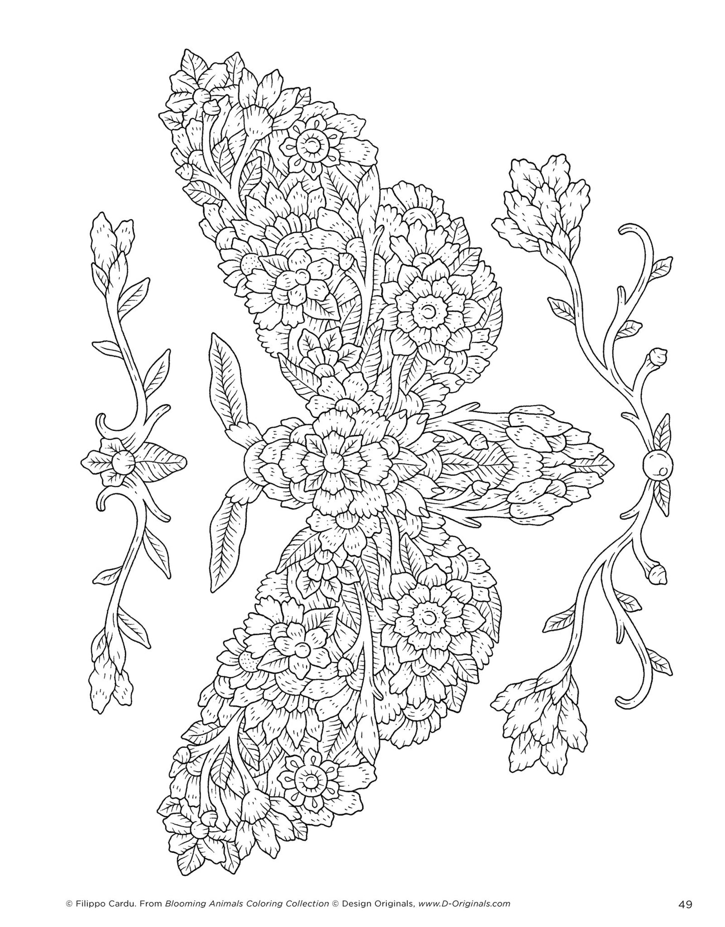 Coloring Book Blooming Animals