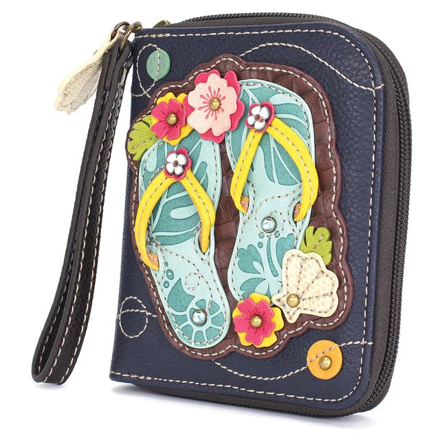 Zip Around Wallet Navy Flip Flop