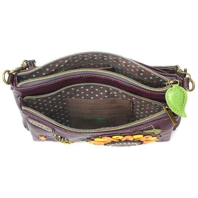 Deluxe Crossbody Plum Sunflower