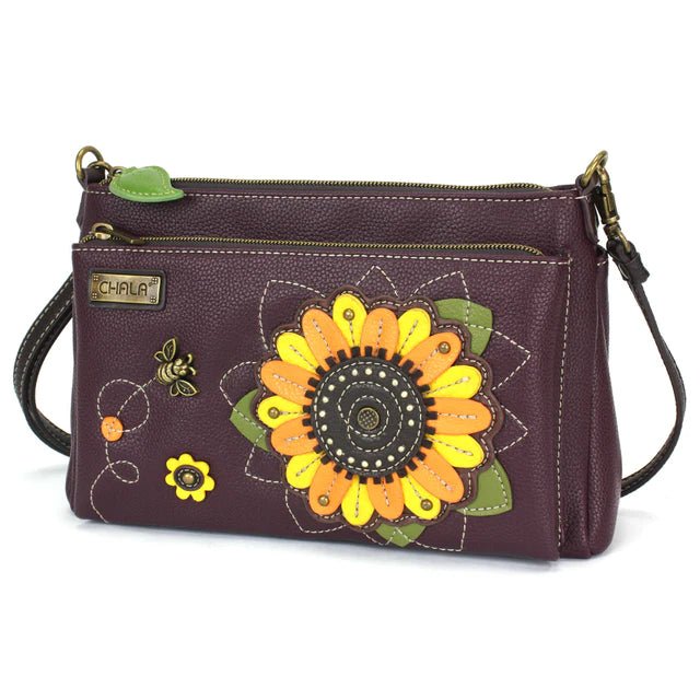 Deluxe Crossbody Plum Sunflower