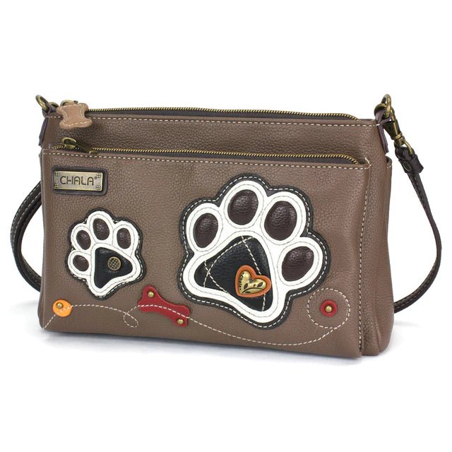 Deluxe Crossbody Brown Pawprint