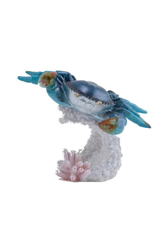 Figurine - Blue Crab on White Coral