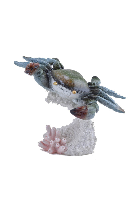 Figurine - Green Crab on White Coral