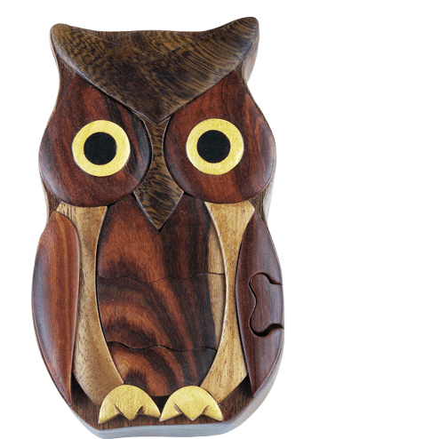 Wooden Owl Puzzle Box