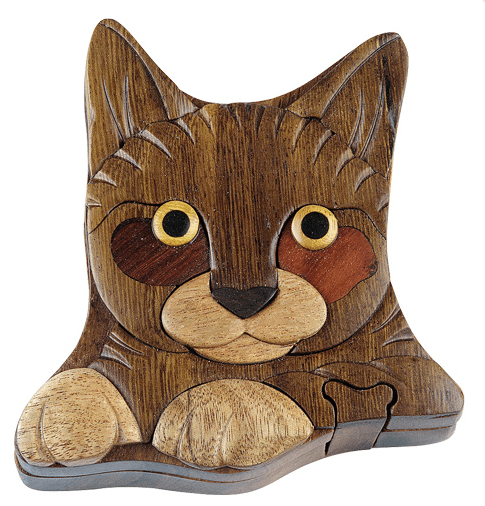 Wooden Cat Puzzle Box