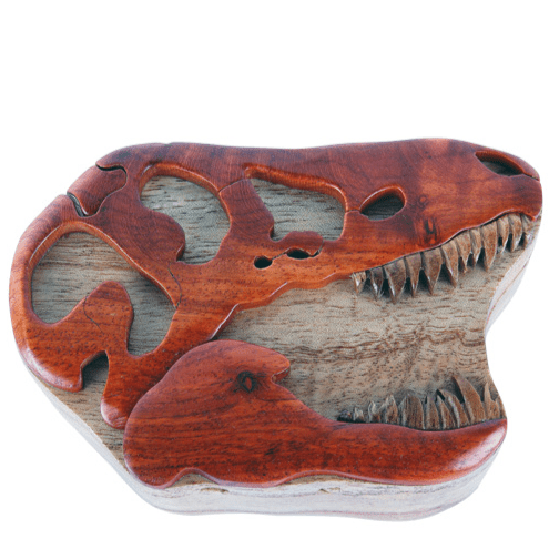 Wooden Dinosaur Skull Puzzle Box