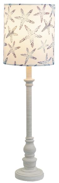 Lamp - Whitewash Buffet Lamp with Starfish Shade