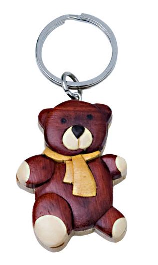 Wooden Teddy Bear Key Chain