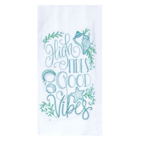 Beachcomber High Tides Embroidered Flour Sack Towel