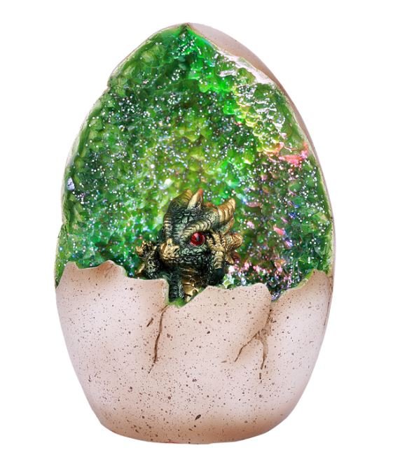 Figurine - Green Dragon Egg W/ LED Light