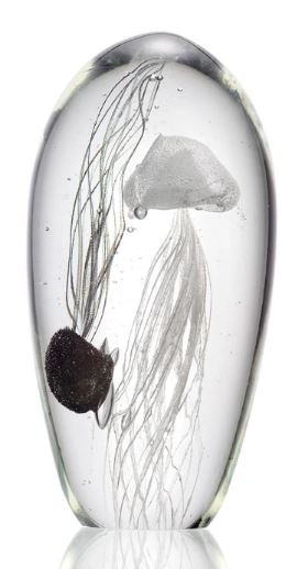 Glass Art - Black and White Jellyfish Glow in the Dark