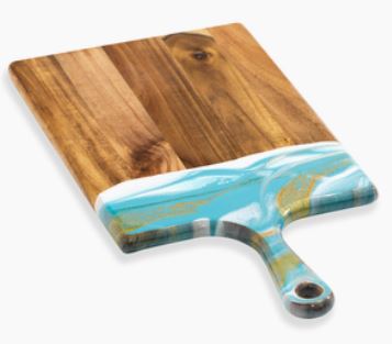 10"x20" Teal White Gold Charcuterie Board