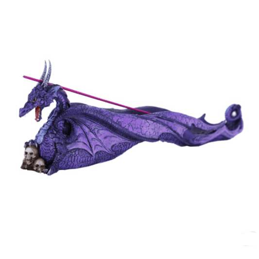 Purple Dragon Holding Skull Incense Burner