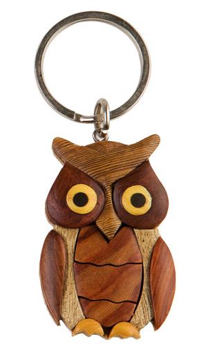 Wooden Owl Key Chain