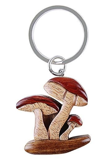 Wooden Mushroom Key Chain