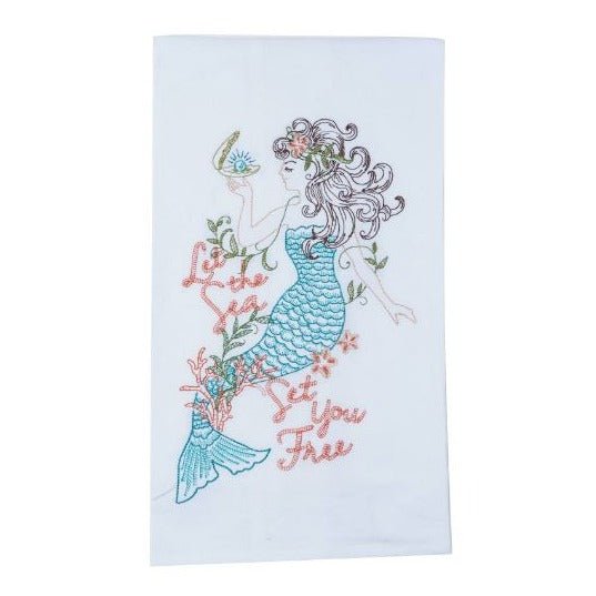 Mermaid Embroidered Flour Sack Towel